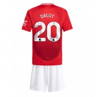 Camisa de Futebol Manchester United Diogo Dalot #20 Equipamento Principal Infantil 2024-25 Manga Curta (+ Calças curtas)